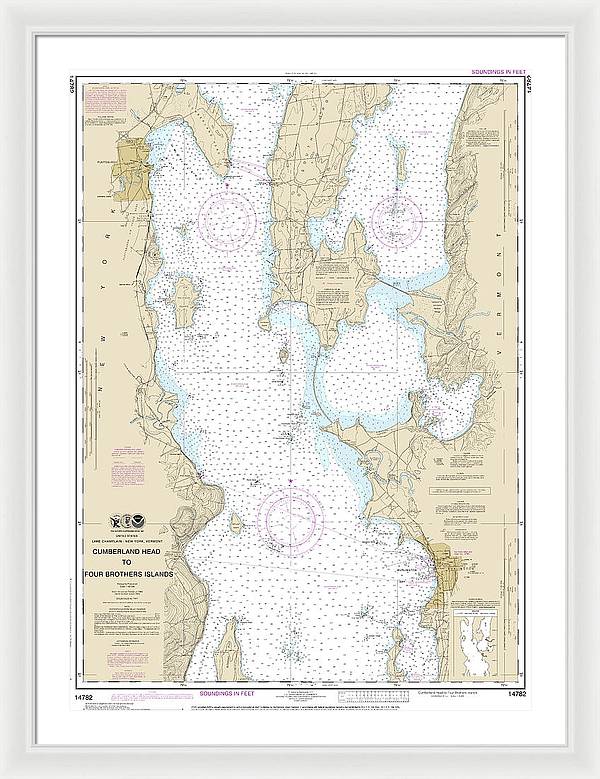 Nautical Chart-14782 Cumberland Head-four Brothers Islands - Framed Print