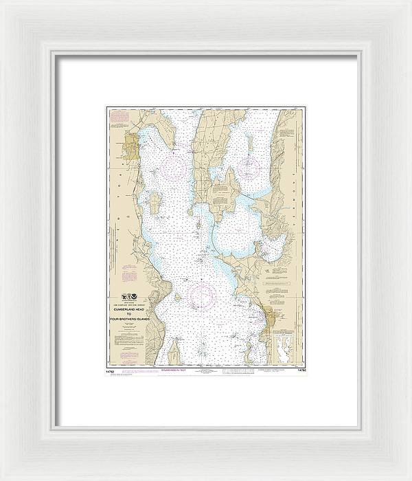 Nautical Chart-14782 Cumberland Head-four Brothers Islands - Framed Print