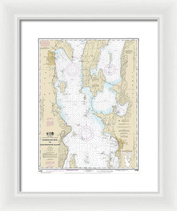 Nautical Chart-14782 Cumberland Head-four Brothers Islands - Framed Print