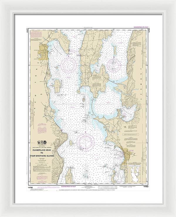 Nautical Chart-14782 Cumberland Head-four Brothers Islands - Framed Print