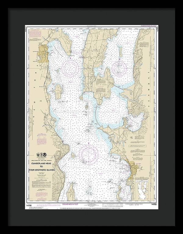 Nautical Chart-14782 Cumberland Head-four Brothers Islands - Framed Print