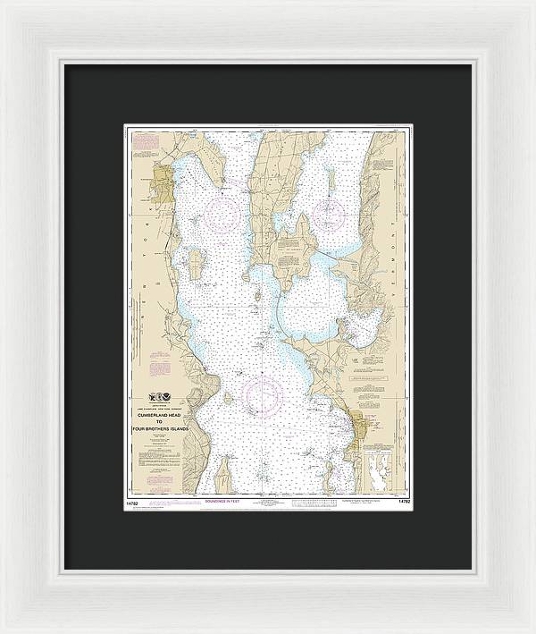 Nautical Chart-14782 Cumberland Head-four Brothers Islands - Framed Print