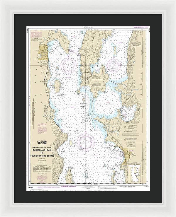 Nautical Chart-14782 Cumberland Head-four Brothers Islands - Framed Print