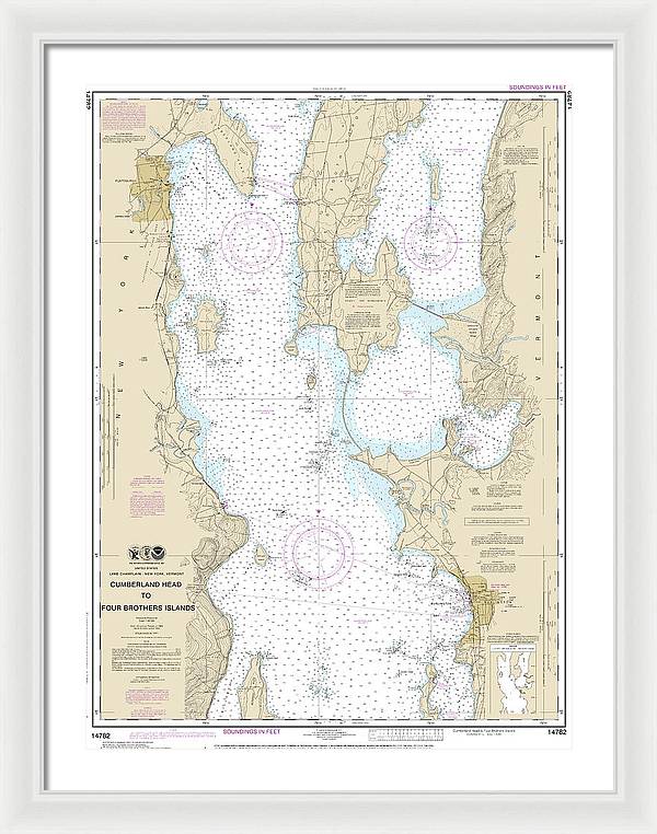 Nautical Chart-14782 Cumberland Head-four Brothers Islands - Framed Print