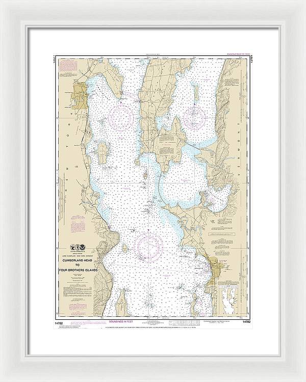 Nautical Chart-14782 Cumberland Head-four Brothers Islands - Framed Print