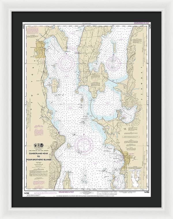 Nautical Chart-14782 Cumberland Head-four Brothers Islands - Framed Print