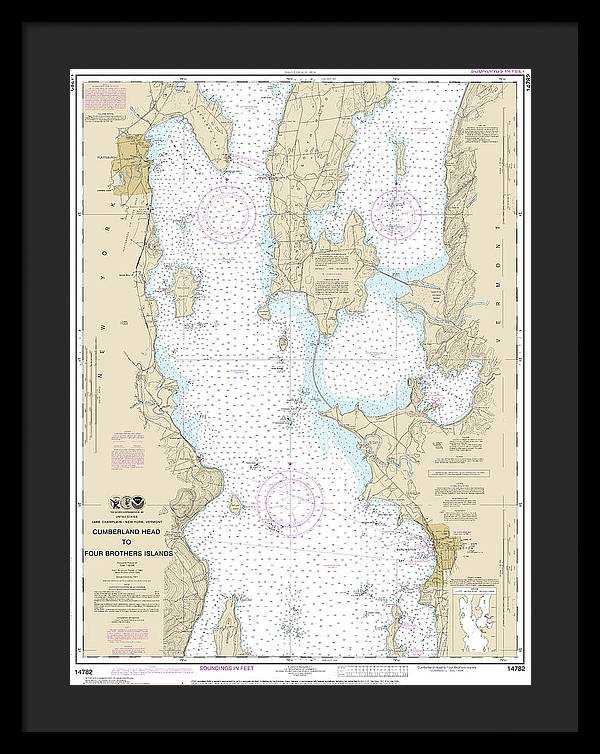 Nautical Chart-14782 Cumberland Head-four Brothers Islands - Framed Print