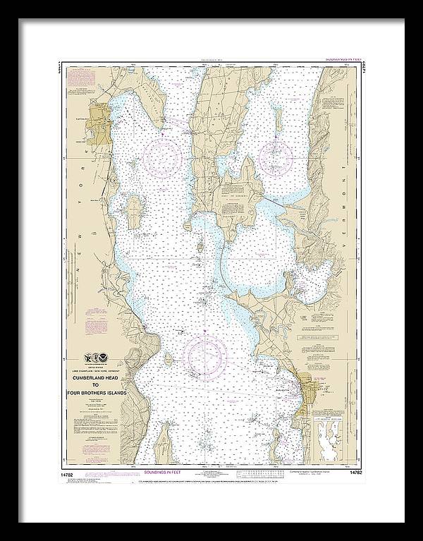 Nautical Chart-14782 Cumberland Head-four Brothers Islands - Framed Print