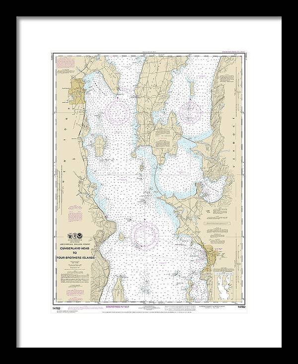 Nautical Chart-14782 Cumberland Head-four Brothers Islands - Framed Print