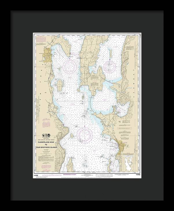 Nautical Chart-14782 Cumberland Head-four Brothers Islands - Framed Print