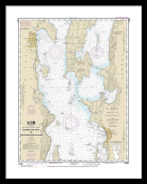 Nautical Chart-14782 Cumberland Head-four Brothers Islands - Framed Print