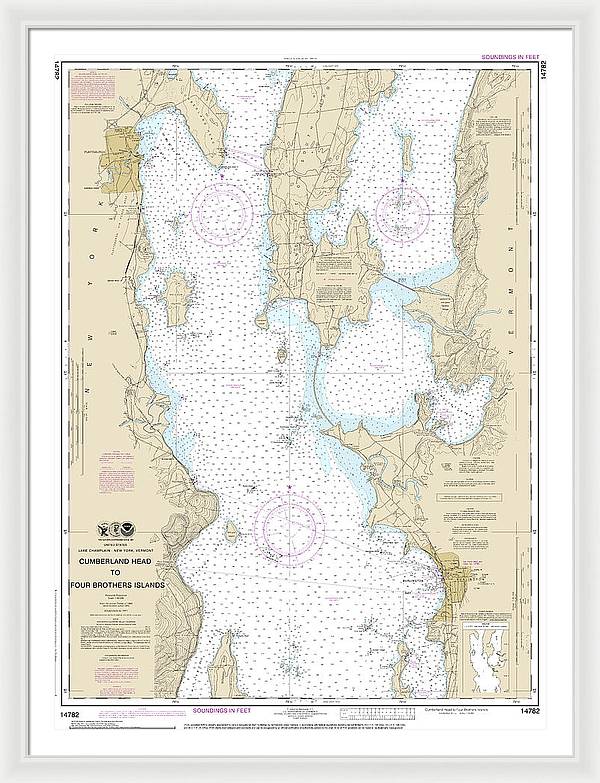 Nautical Chart-14782 Cumberland Head-four Brothers Islands - Framed Print