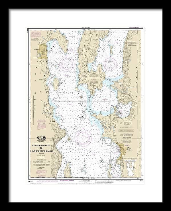 Nautical Chart-14782 Cumberland Head-four Brothers Islands - Framed Print