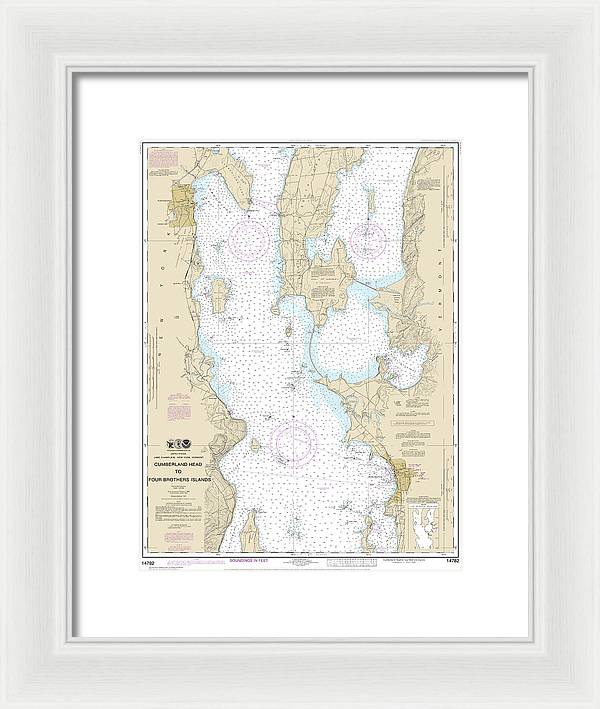 Nautical Chart-14782 Cumberland Head-four Brothers Islands - Framed Print