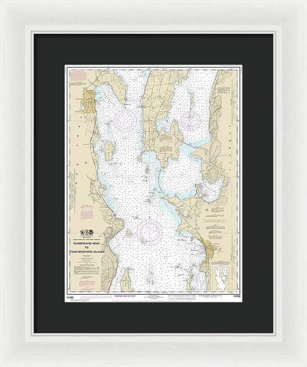 Nautical Chart-14782 Cumberland Head-four Brothers Islands - Framed Print