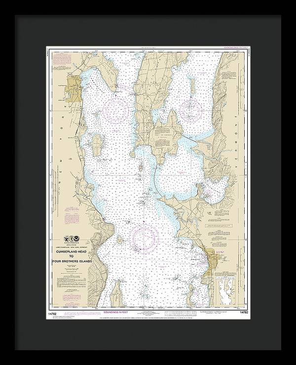 Nautical Chart-14782 Cumberland Head-four Brothers Islands - Framed Print