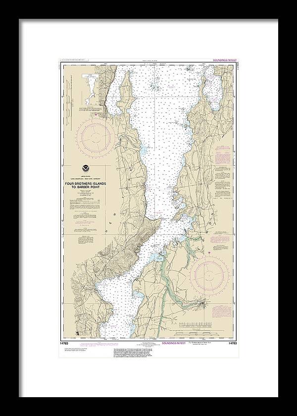 Nautical Chart-14783 Four Brothers Islands-barber Point - Framed Print