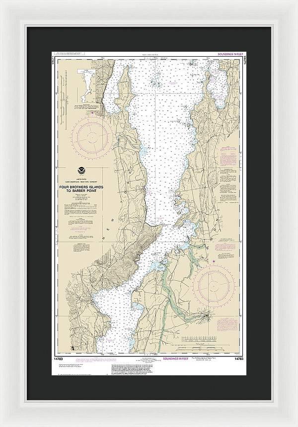 Nautical Chart-14783 Four Brothers Islands-barber Point - Framed Print