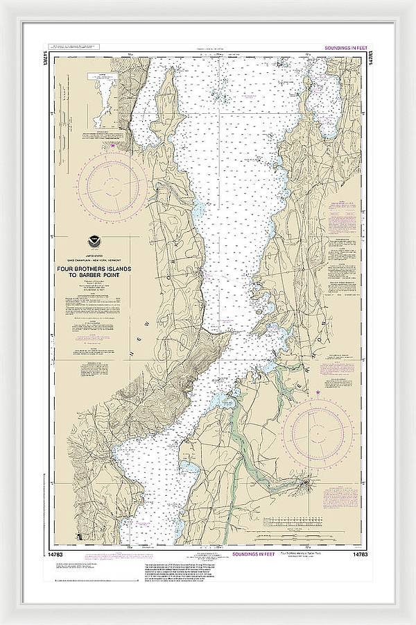 Nautical Chart-14783 Four Brothers Islands-barber Point - Framed Print