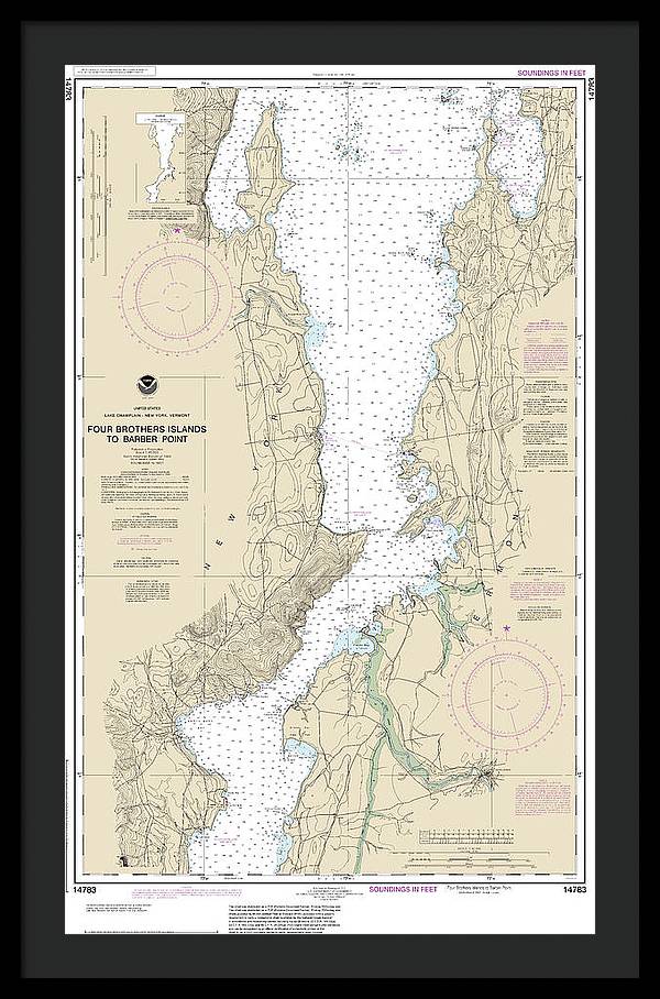 Nautical Chart-14783 Four Brothers Islands-barber Point - Framed Print