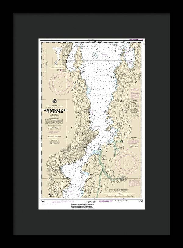 Nautical Chart-14783 Four Brothers Islands-barber Point - Framed Print