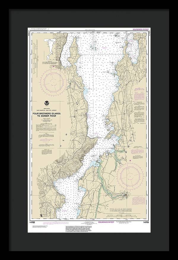 Nautical Chart-14783 Four Brothers Islands-barber Point - Framed Print