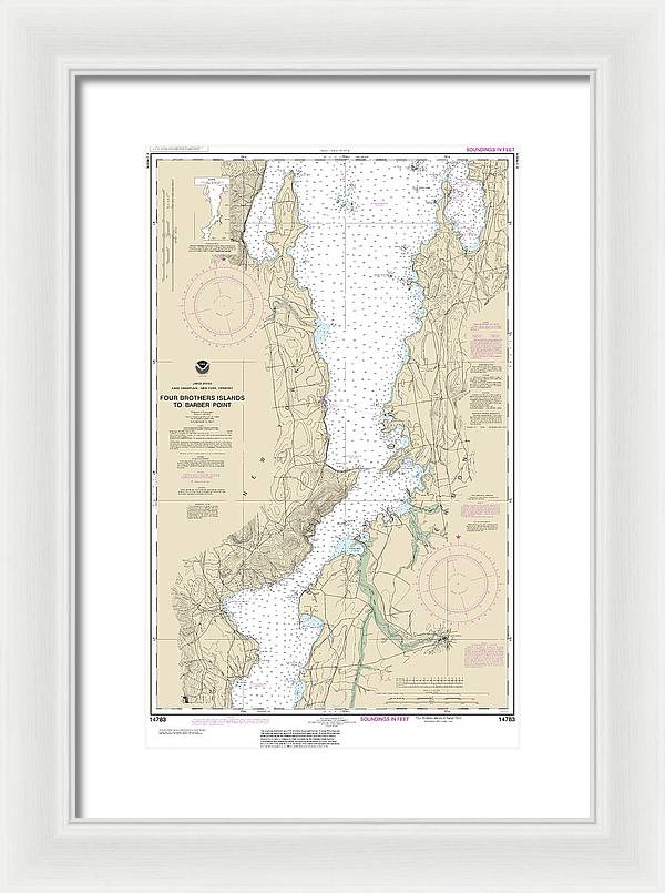 Nautical Chart-14783 Four Brothers Islands-barber Point - Framed Print