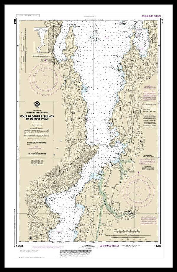 Nautical Chart-14783 Four Brothers Islands-barber Point - Framed Print