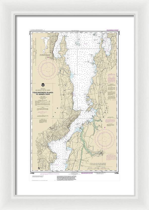 Nautical Chart-14783 Four Brothers Islands-barber Point - Framed Print