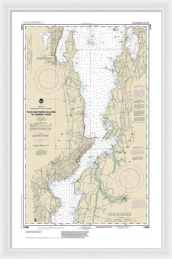 Nautical Chart-14783 Four Brothers Islands-barber Point - Framed Print