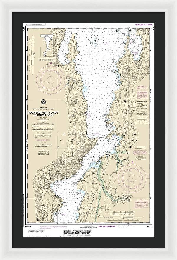 Nautical Chart-14783 Four Brothers Islands-barber Point - Framed Print