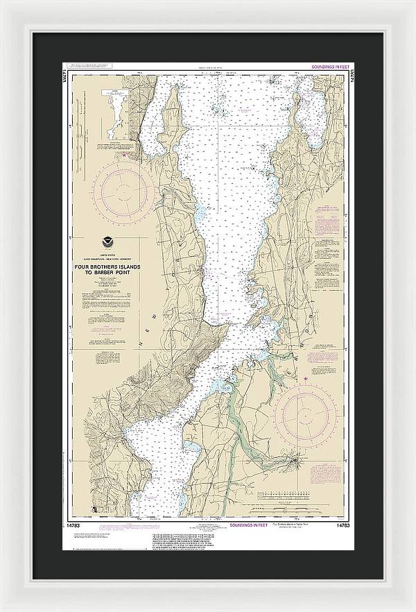 Nautical Chart-14783 Four Brothers Islands-barber Point - Framed Print