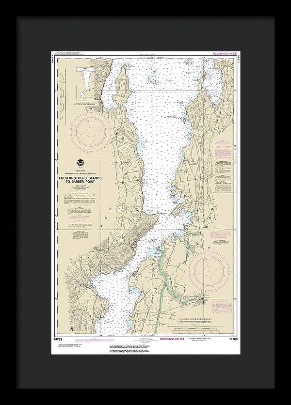 Nautical Chart-14783 Four Brothers Islands-barber Point - Framed Print