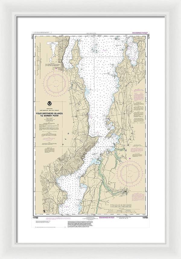 Nautical Chart-14783 Four Brothers Islands-barber Point - Framed Print