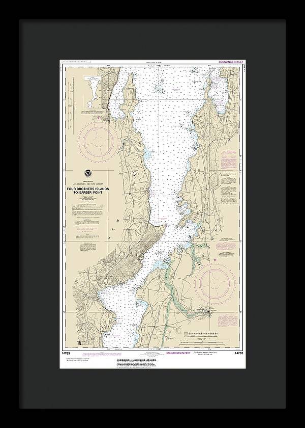 Nautical Chart-14783 Four Brothers Islands-barber Point - Framed Print