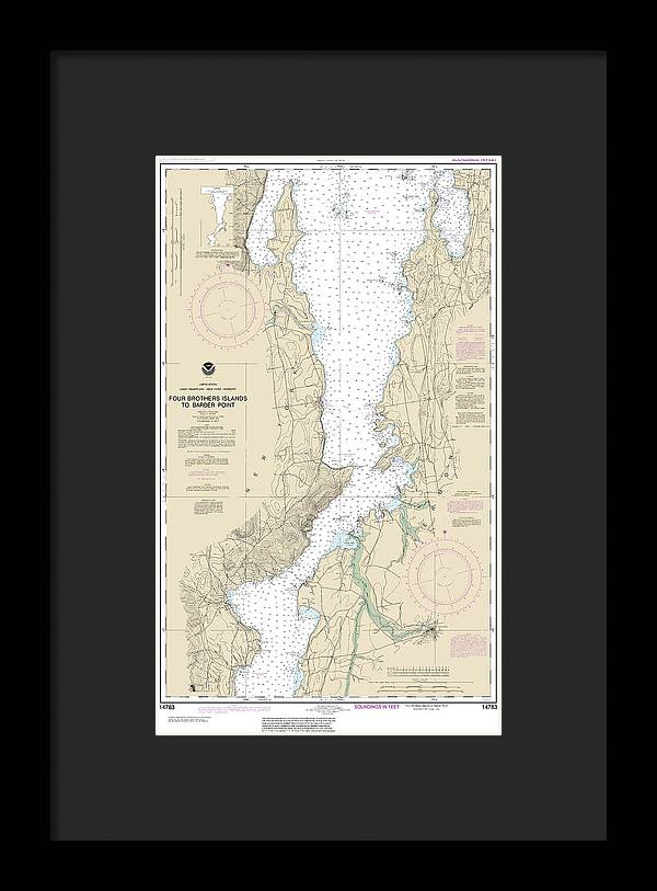 Nautical Chart-14783 Four Brothers Islands-barber Point - Framed Print