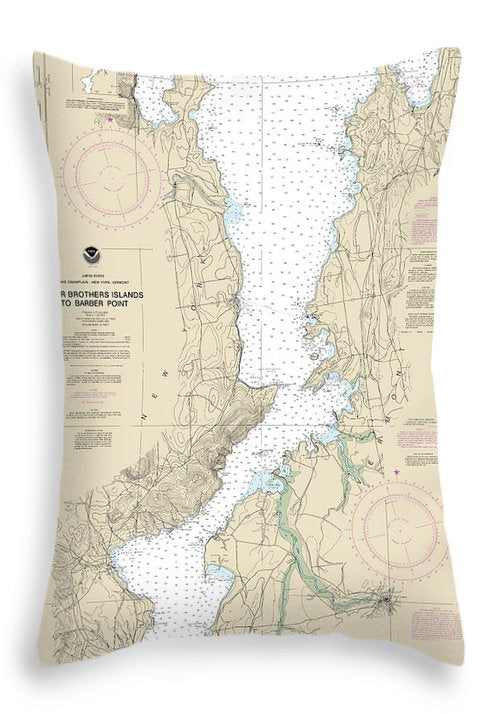 Nautical Chart-14783 Four Brothers Islands-barber Point - Throw Pillow