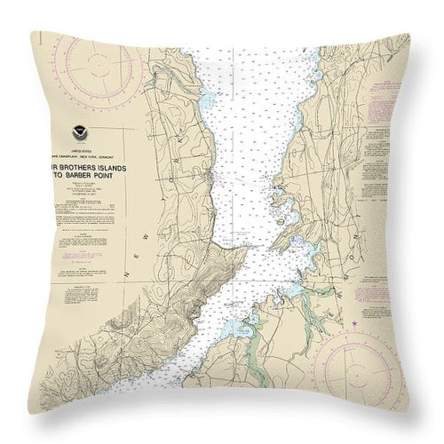 Nautical Chart-14783 Four Brothers Islands-barber Point - Throw Pillow