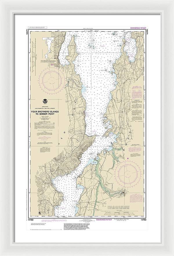 Nautical Chart-14783 Four Brothers Islands-barber Point - Framed Print