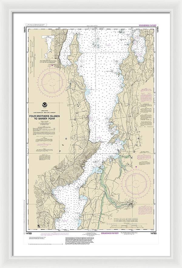 Nautical Chart-14783 Four Brothers Islands-barber Point - Framed Print