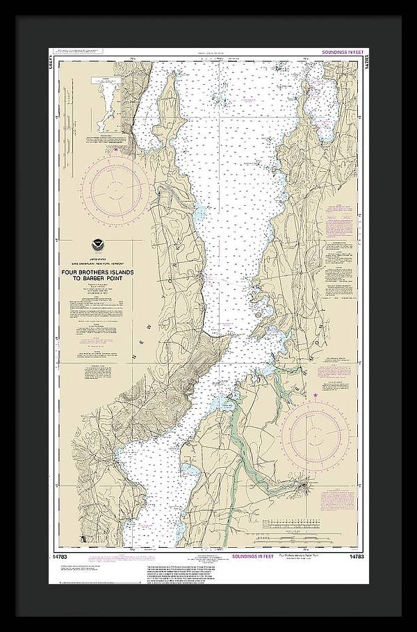 Nautical Chart-14783 Four Brothers Islands-barber Point - Framed Print