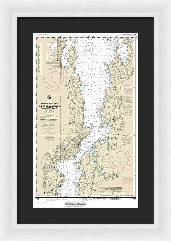 Nautical Chart-14783 Four Brothers Islands-barber Point - Framed Print