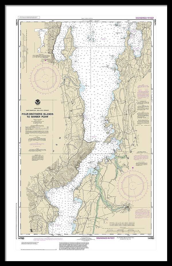 Nautical Chart-14783 Four Brothers Islands-barber Point - Framed Print