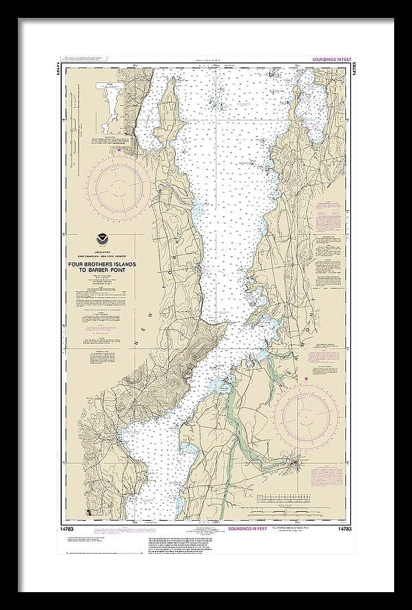 Nautical Chart-14783 Four Brothers Islands-barber Point - Framed Print