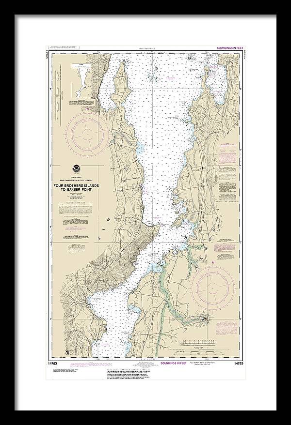 Nautical Chart-14783 Four Brothers Islands-barber Point - Framed Print