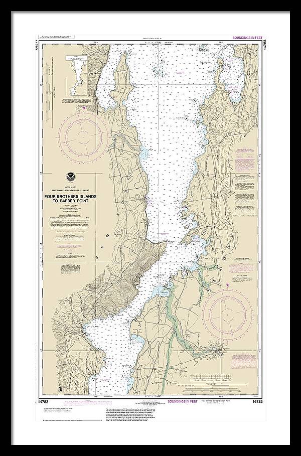 Nautical Chart-14783 Four Brothers Islands-barber Point - Framed Print