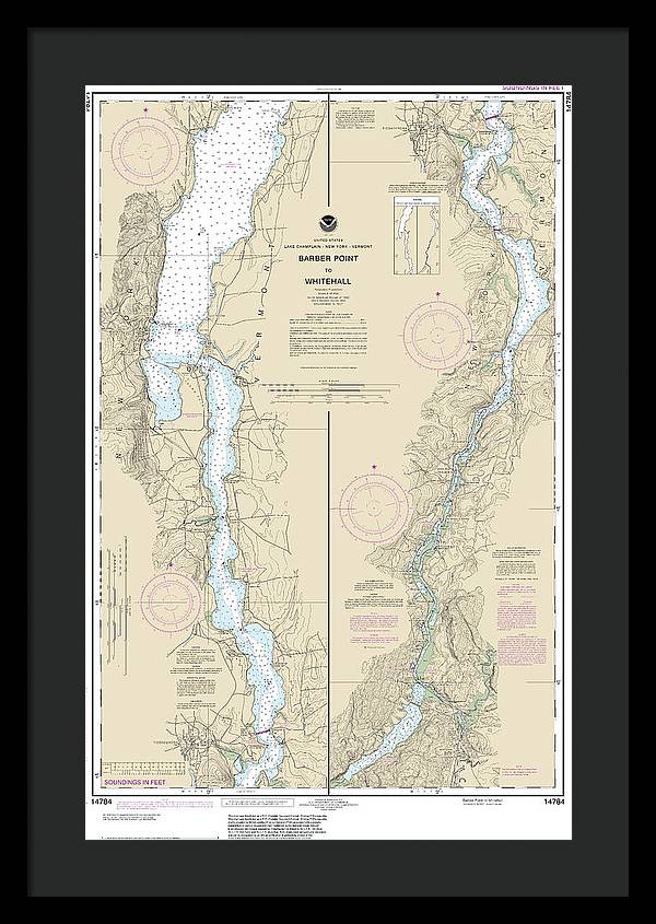 Nautical Chart-14784 Barber Point-whitehall - Framed Print