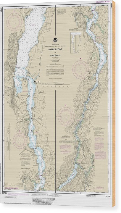 Nautical Chart-14784 Barber Point-Whitehall Wood Print