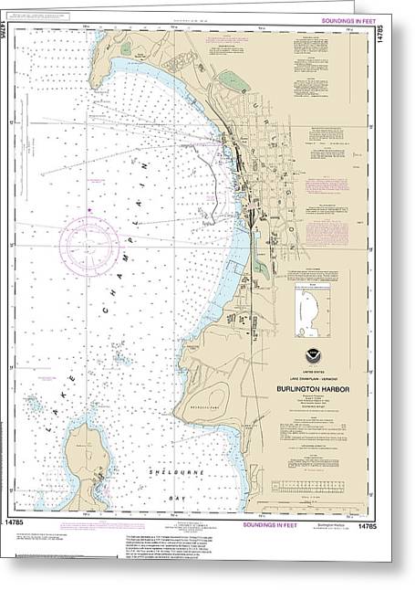 Nautical Chart-14785 Burlington Harbor - Greeting Card