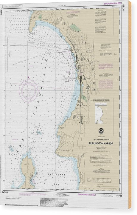Nautical Chart-14785 Burlington Harbor Wood Print